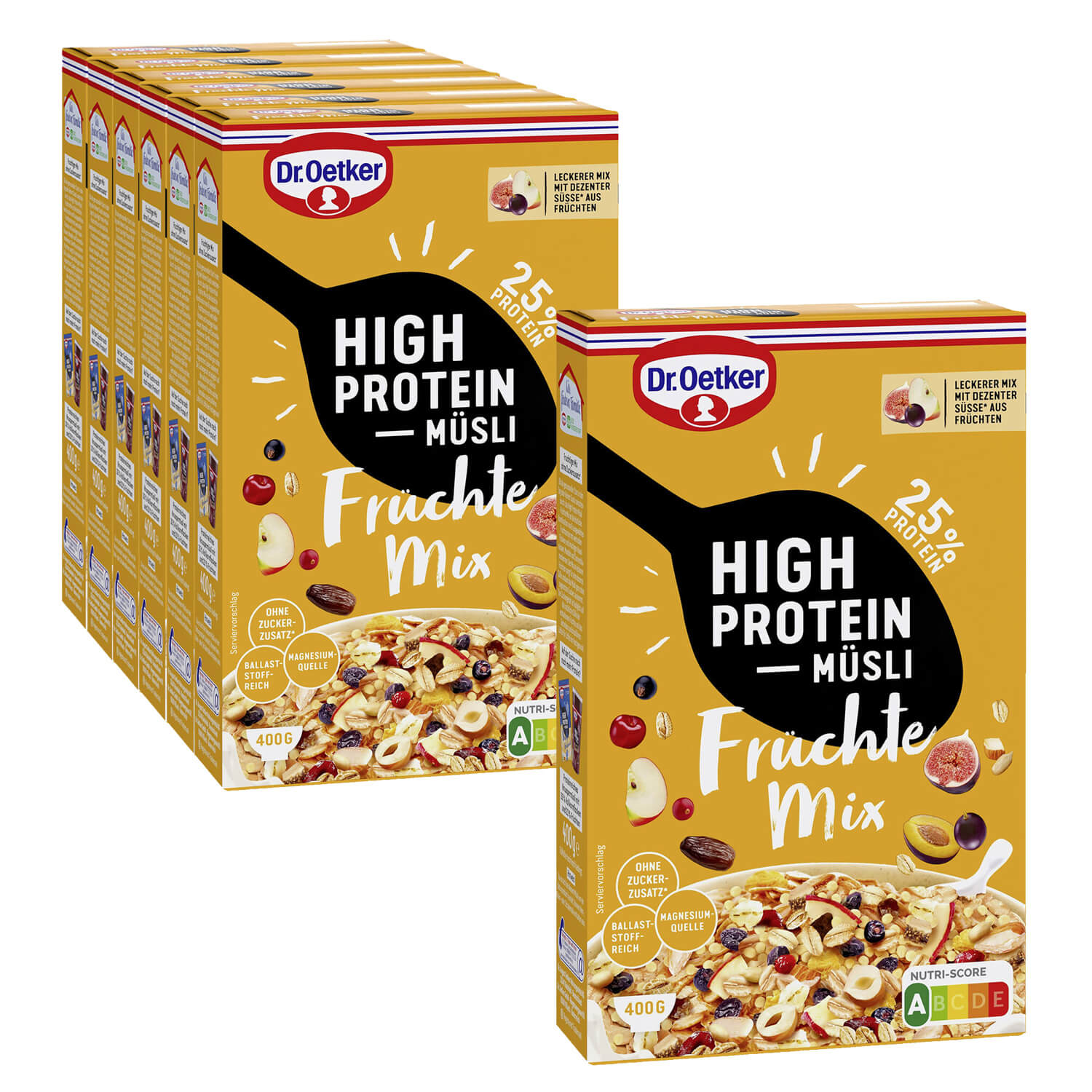 High Protein Müsli Früchte Mix, 6er Pack + 1 gratis