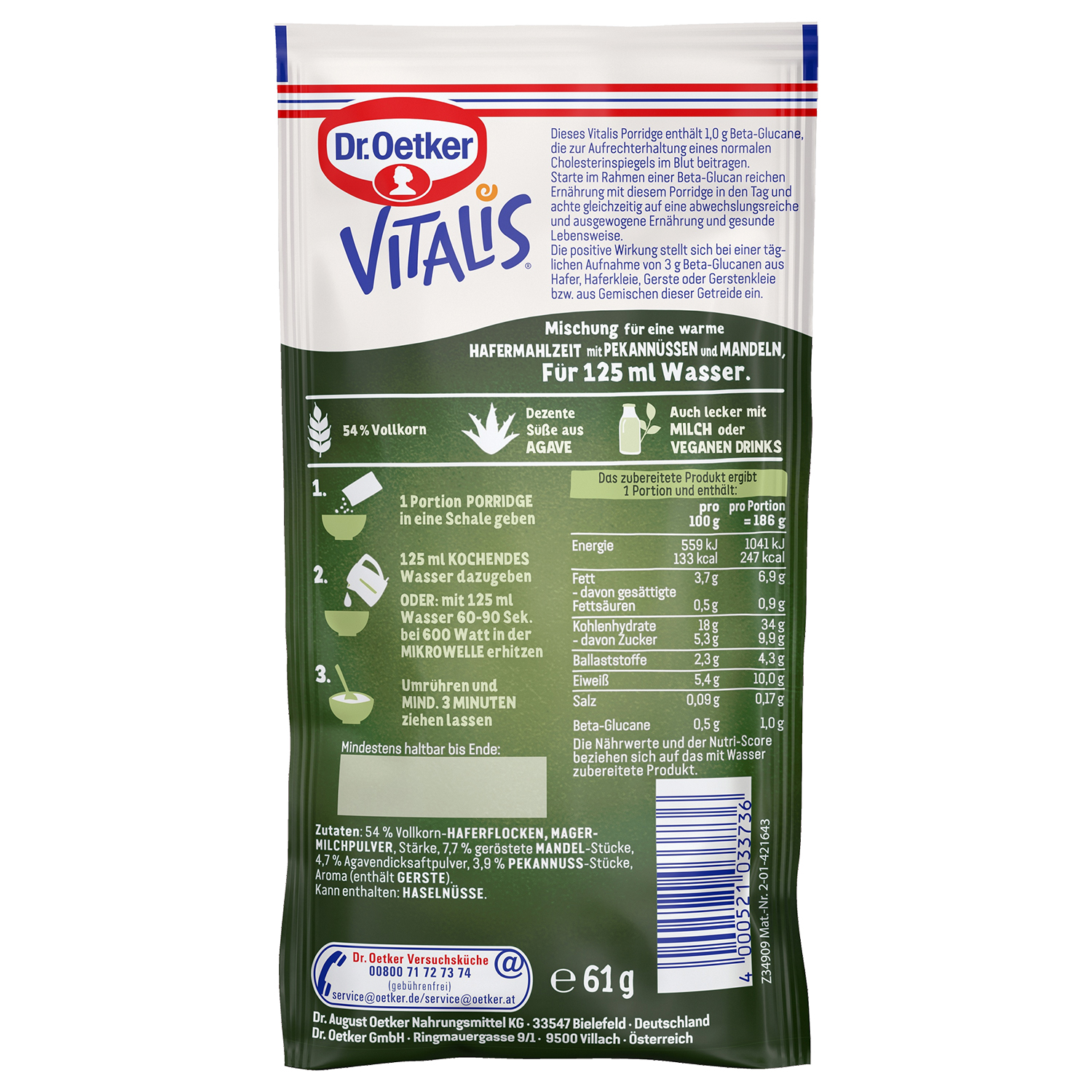 Vitalis Porridge Pekannuss-Mandel