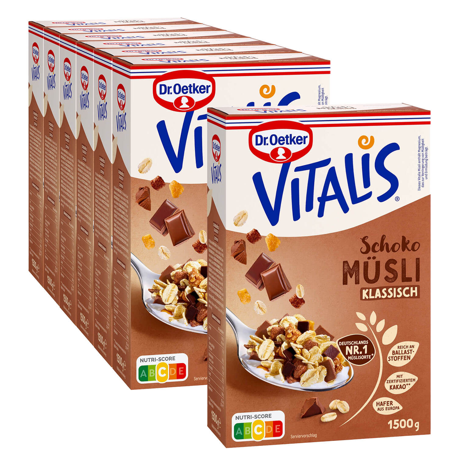 Vitalis Schokomüsli klassisch 1500 g, 6er Pack + 1 gratis