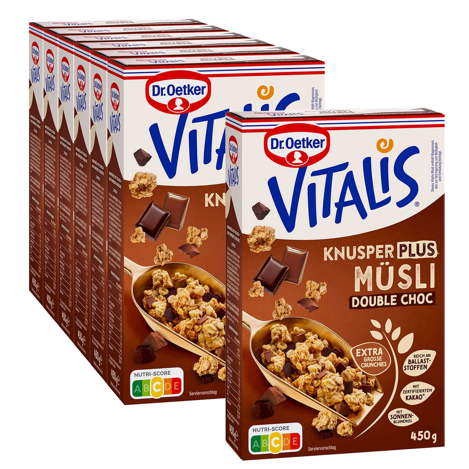 Vitalis KnusperPlus Double Choc, 6er Pack + 1 gratis