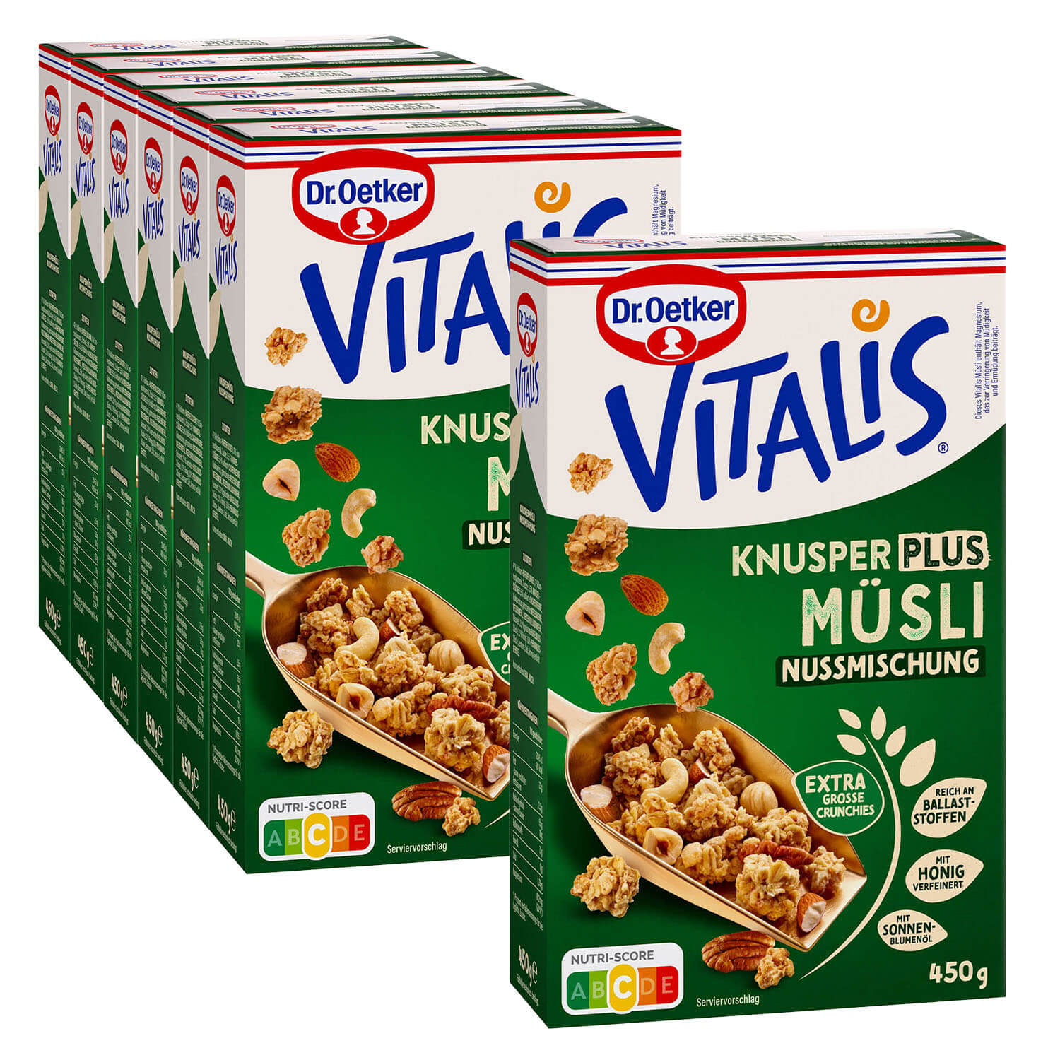 Vitalis KnusperPlus Nussmischung, 6er Pack + 1 gratis