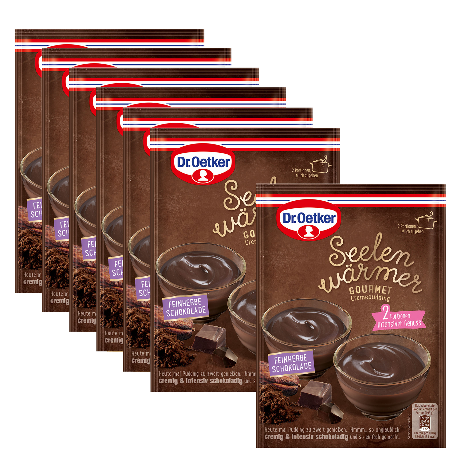 Seelenwärmer Gourmet-Cremepudding Feinherbe Schokolade, 6er Pack + 1 gratis