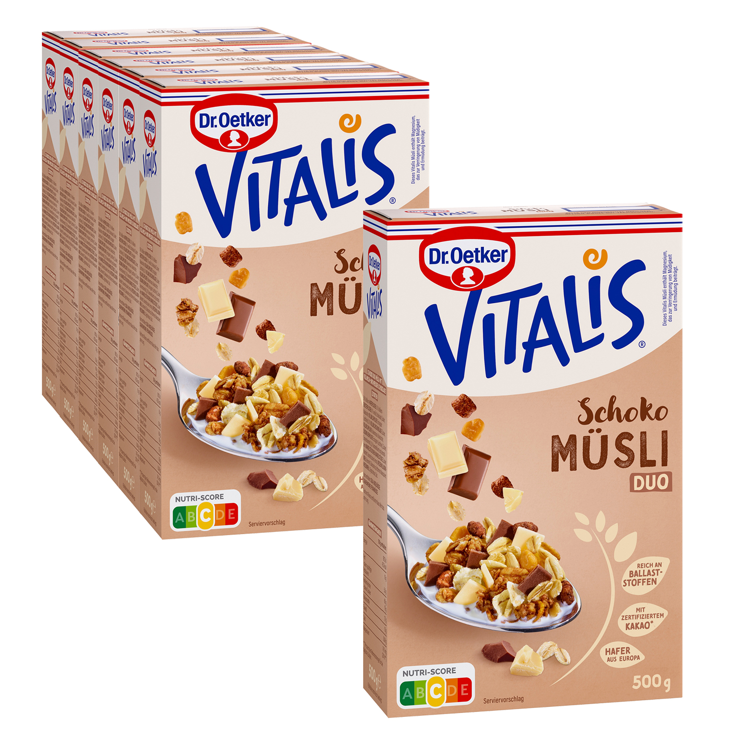 Vitalis SchokoDuo Müsli, 6er Pack + 1 gratis