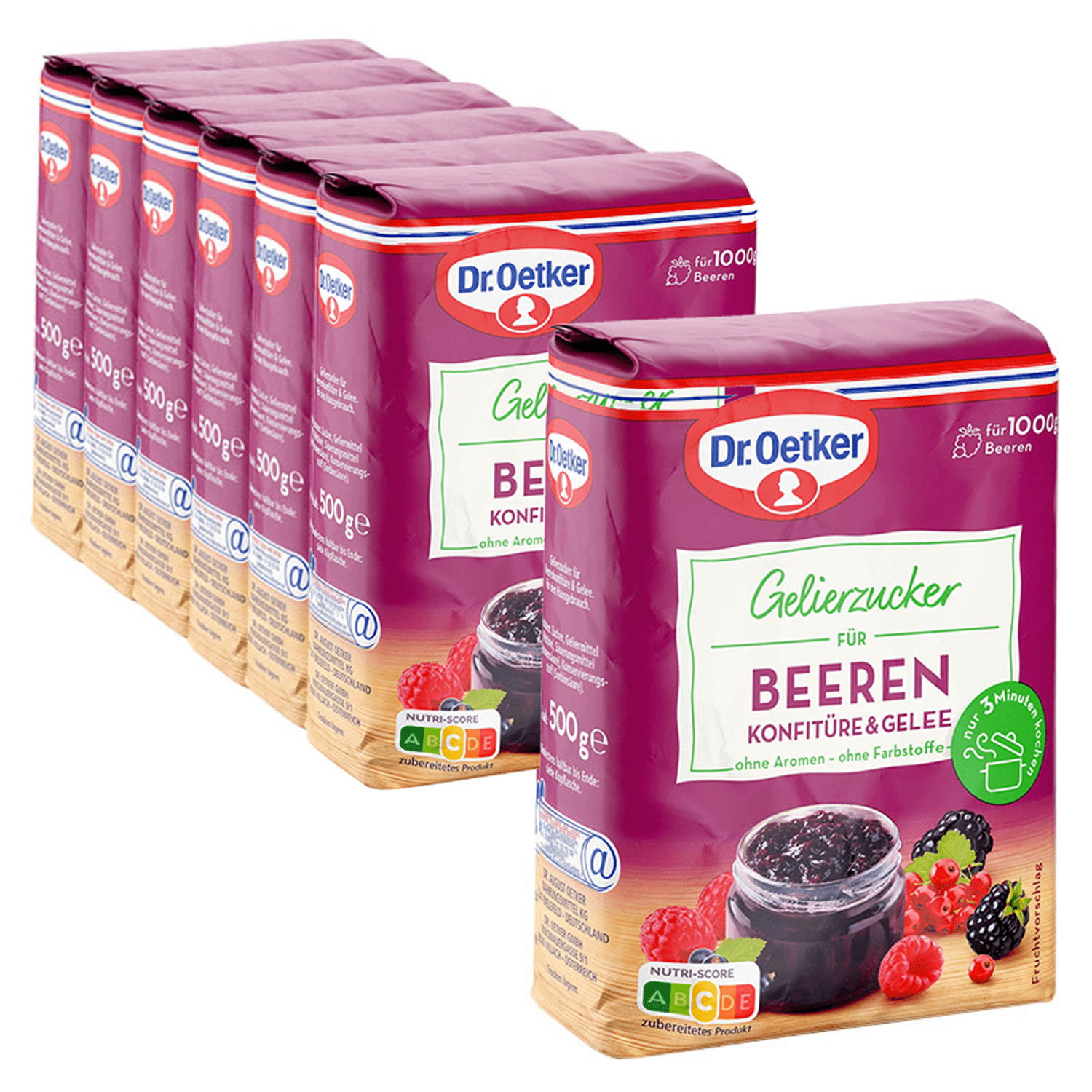 Gelierzucker für Beeren Konfitüre, 6er Pack + 1 gratis