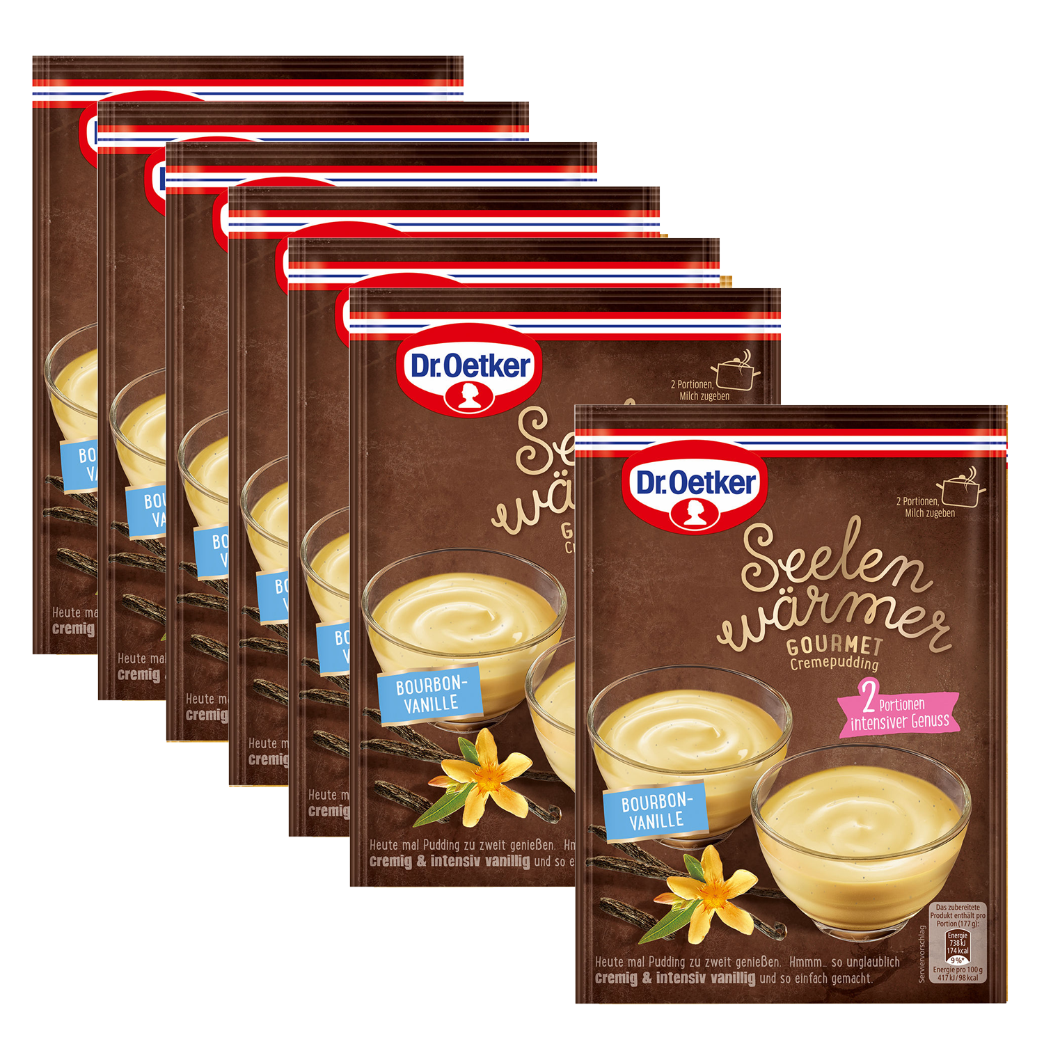 Seelenwärmer Gourmet-Cremepudding Bourbon-Vanille, 6er Pack + 1 gratis