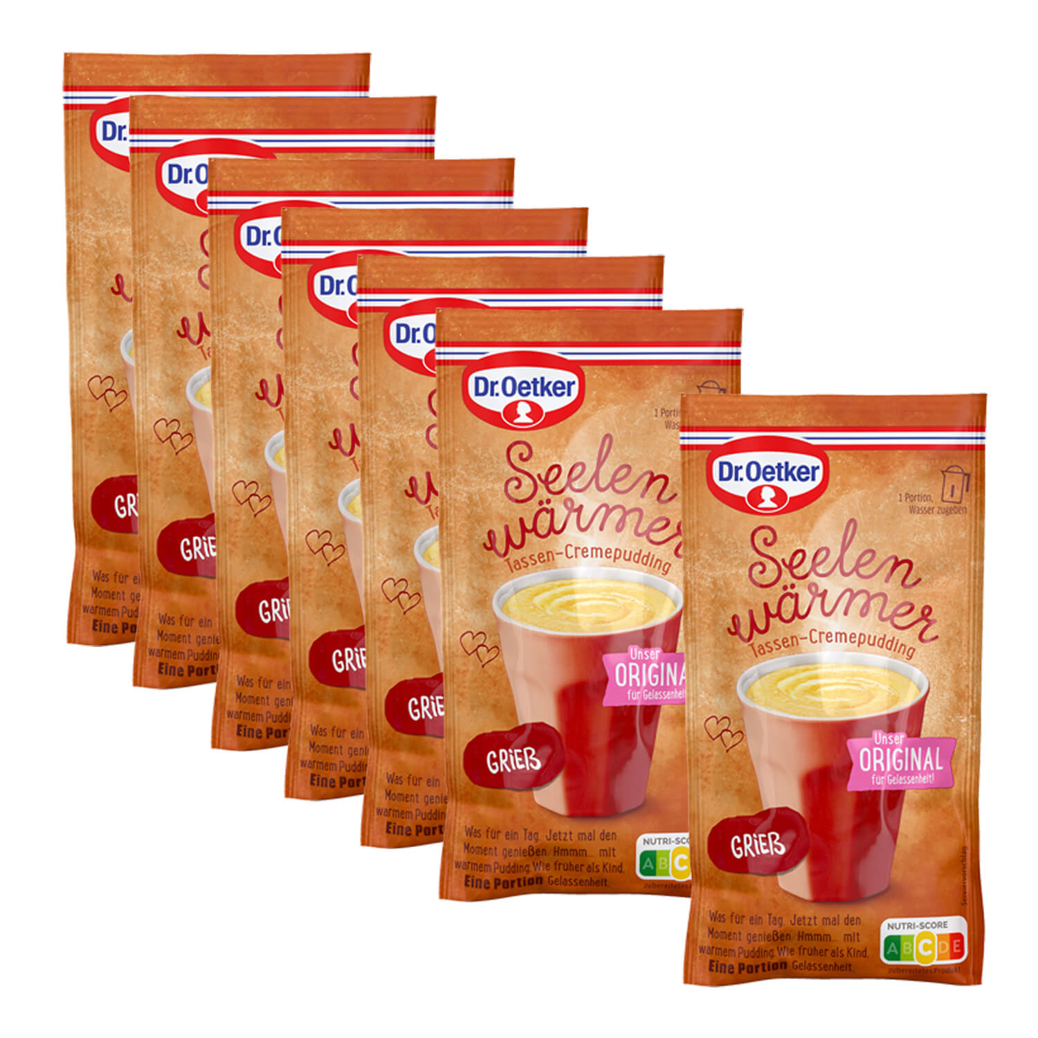 Seelenwärmer Tassen-Cremepudding Grieß, 6er Pack + 1 gratis